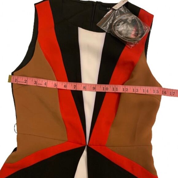 NWT Ark & Co. color block dress in red, black, tan, white.  Size S. - Picture 12 of 16
